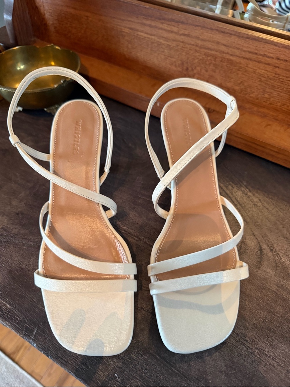 Whistles Ivory Strappy Square-Toe Heeled Sandals